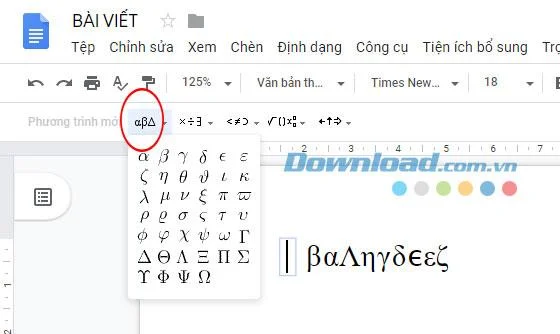 Instructies voor het typen van wiskundige formules in Google Docs