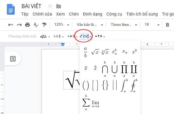 Instructies voor het typen van wiskundige formules in Google Docs