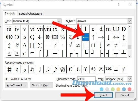 Instructies voor het snel schrijven van pijl in Word