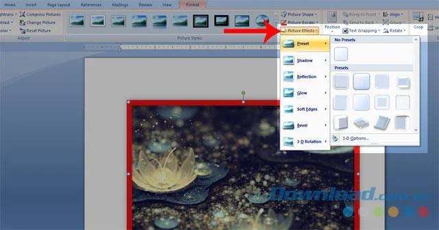 نحوه ایجاد فریم و افکت برای تصاویر در Word