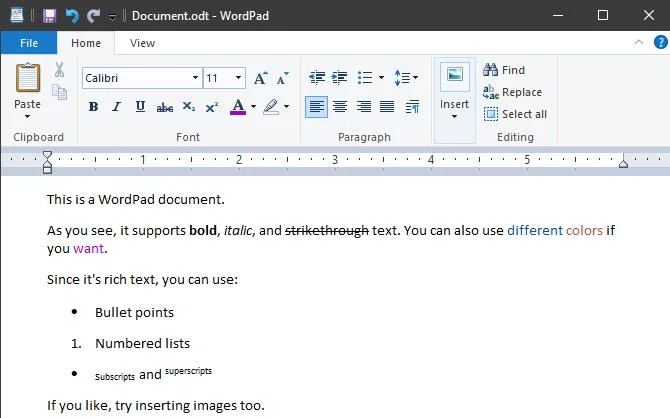 Differences between Notepad and WordPad