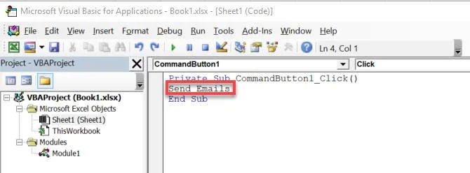 Instructions for sending emails from Excel spreadsheets using VBA scripts