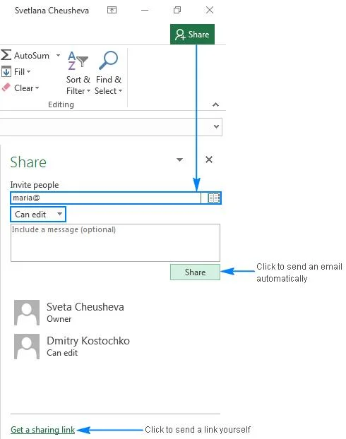 Delen en annuleren van het delen van Microsoft Excel-bestanden met anderen