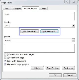 Page numbering in Excel 2016/2013/2010/2007