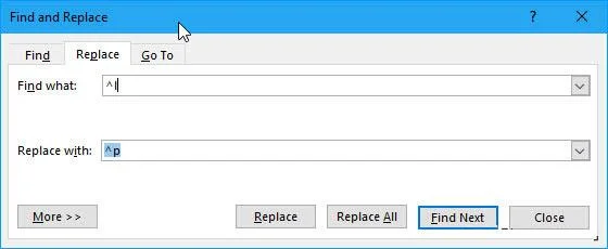 Come cambiare il segno Maiusc Invio in Invio in Word