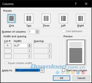 Instructies voor het maken van kolommen en het breken van kolommen in Microsoft Word 2016