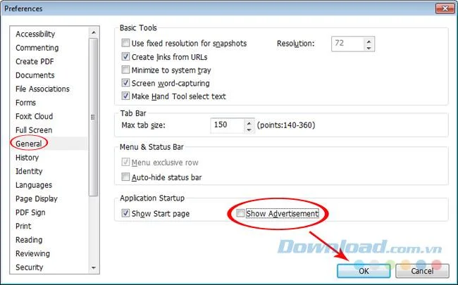 Hoe de meldingsbalk in Foxit Reader te verbergen