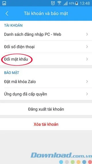 Zalo 매우 간단하고 안전한 암호를 변경하는 방법