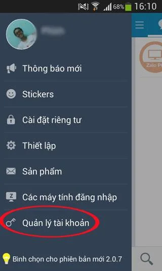 Cara menghapus akun Zalo di ponsel