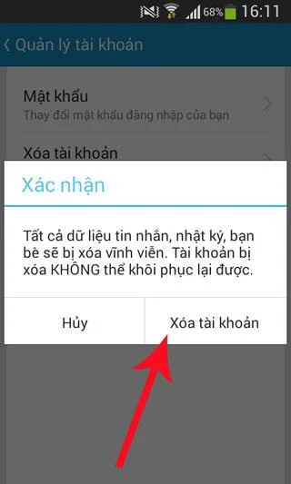 Cara menghapus akun Zalo di ponsel