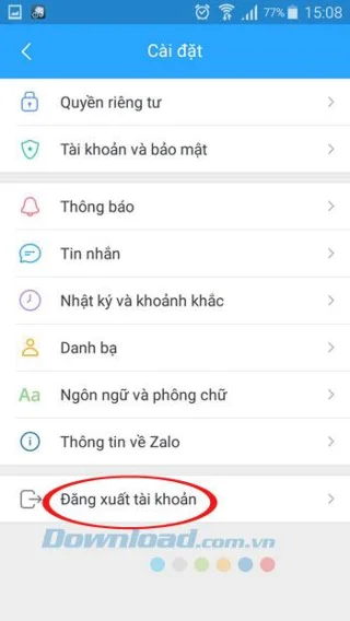 안드로이드에서 Zalo 로그 아웃 방법
