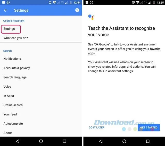 Android 기기에서 Google Assistant를 활성화하기위한 지침