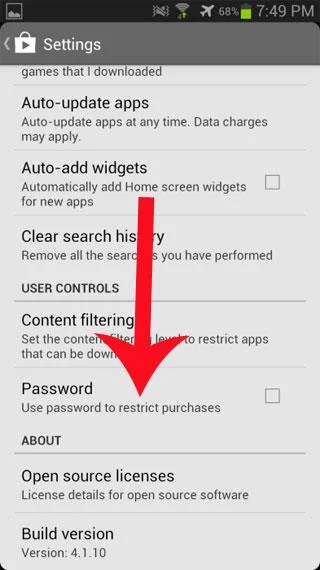 設置Google Play商店的密碼