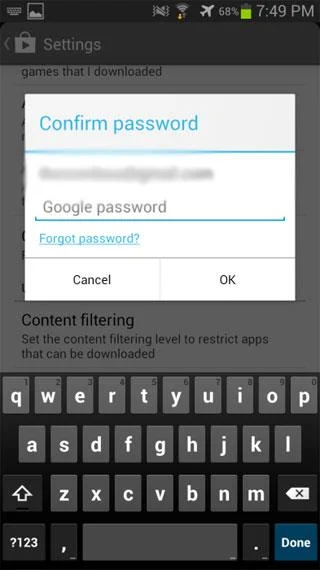 設置Google Play商店的密碼