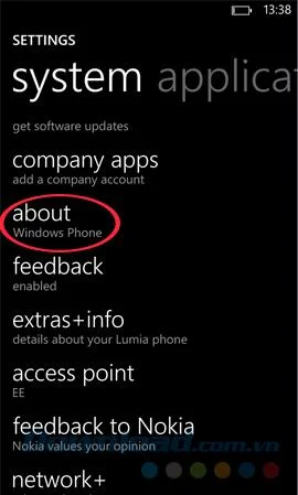 IMEI 확인 방법, Windows Phone의 IMEI 확인