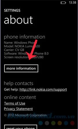 IMEI 확인 방법, Windows Phone의 IMEI 확인