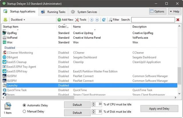 Start Windows as fast as the wind with Startup Delayer