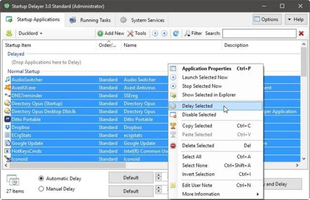 Start Windows as fast as the wind with Startup Delayer