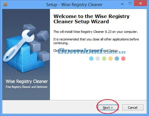 Instructions for installing and cleaning the system with Wise Registry Cleaner