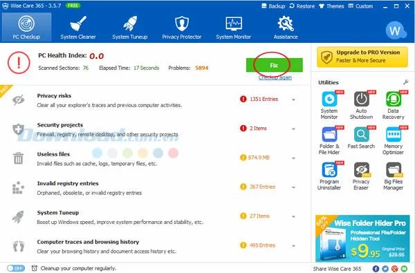 Tricks to speed up computer with Wise Care 365