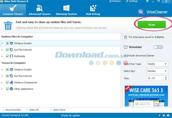 Tips to clean and defrag the drive with Wise Disk Cleaner