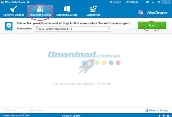 Tips to clean and defrag the drive with Wise Disk Cleaner