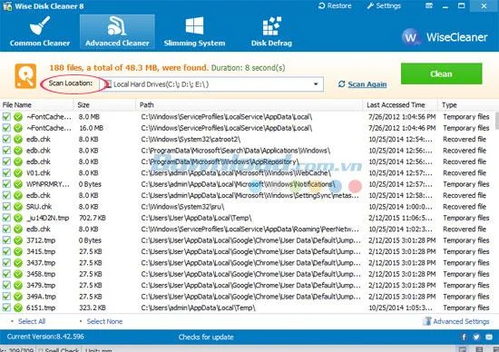 Tips to clean and defrag the drive with Wise Disk Cleaner