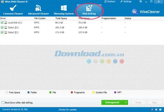 Tips to clean and defrag the drive with Wise Disk Cleaner
