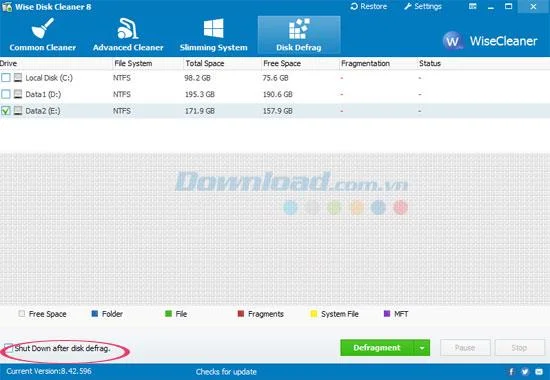 Tips to clean and defrag the drive with Wise Disk Cleaner