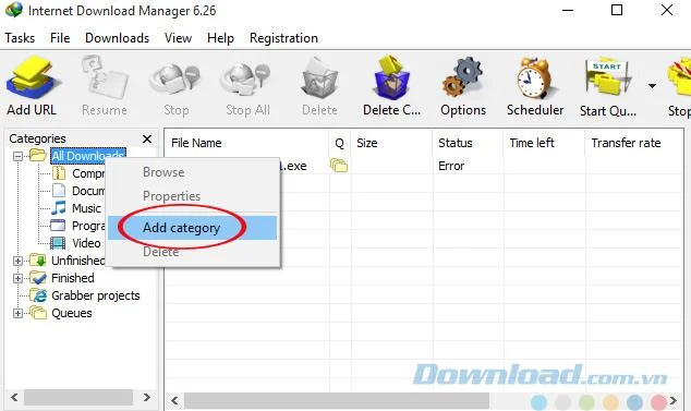 Sorting downloaded files by category in IDM