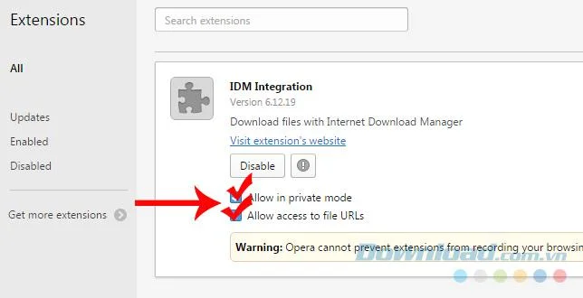 نحوه بارگیری داده ها در Opera با استفاده از مدیر بارگیری اینترنت (IDM)