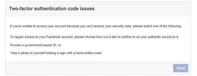 How to log into Facebook when losing access to Code Generator