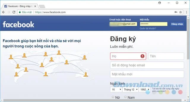 Login to Facebook via Gmail
