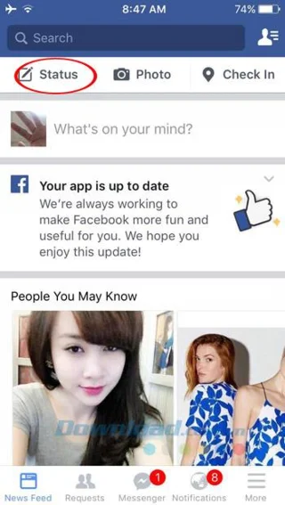How to post Facebook Status with Sticker