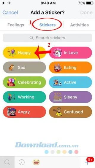 How to post Facebook Status with Sticker