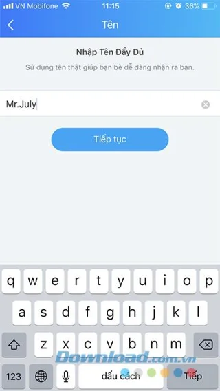 Register Zalo mobile steps