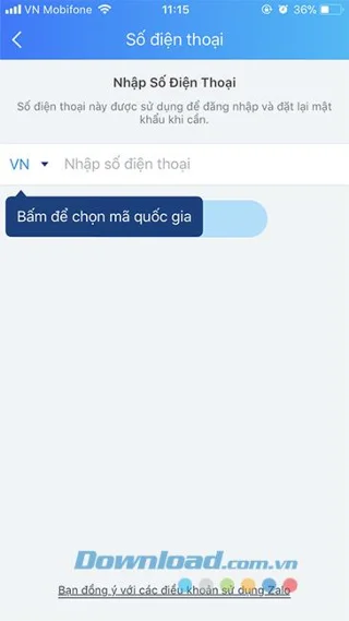 ขั้นตอนที่ 2 ลงทะเบียน Zalo