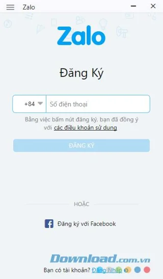 Register Zalo desktop steps