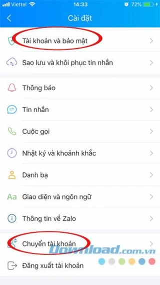 نحوه ورود ، تبدیل چندین حساب Zalo