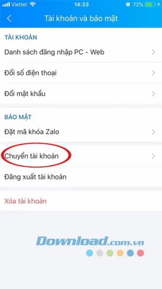 نحوه ورود ، تبدیل چندین حساب Zalo