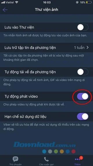 دستورالعمل ها برای فعال و غیرفعال کردن پخش خودکار فیلم در Viber