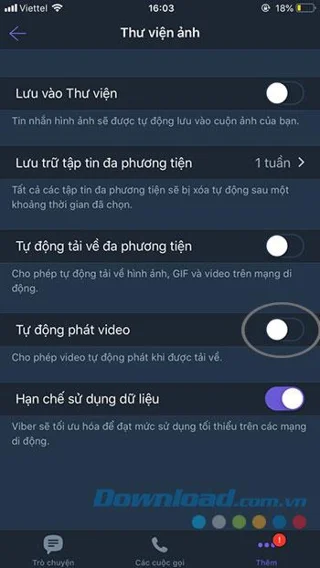 دستورالعمل ها برای فعال و غیرفعال کردن پخش خودکار فیلم در Viber