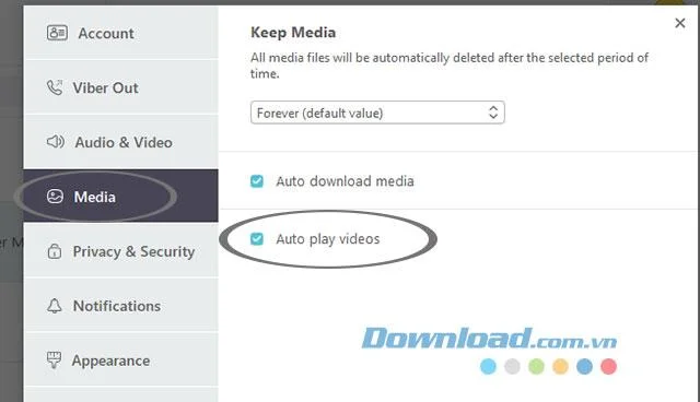 دستورالعمل ها برای فعال و غیرفعال کردن پخش خودکار فیلم در Viber