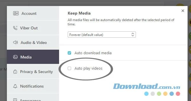 دستورالعمل ها برای فعال و غیرفعال کردن پخش خودکار فیلم در Viber