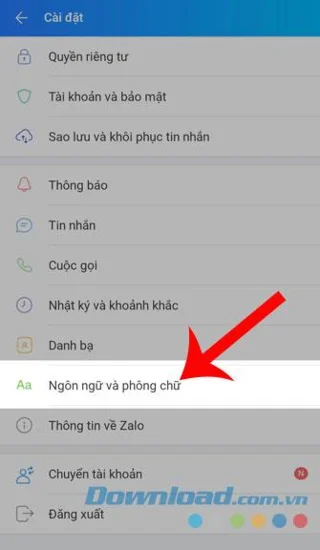 نحوه افزایش اندازه قلم در Zalo در تلفن ها