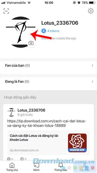 How to change the avatar image of Lotus account