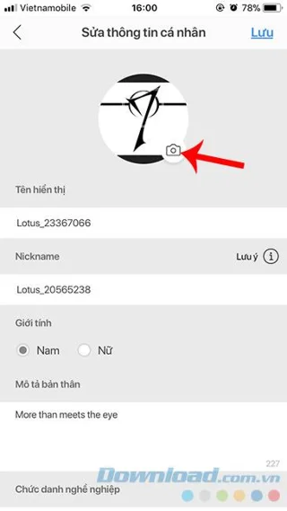 How to change the avatar image of Lotus account