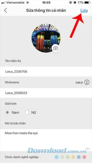How to change the avatar image of Lotus account