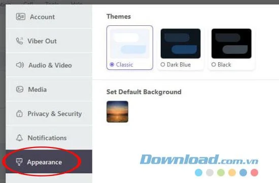 Instructions for activating the dark wallpaper for Viber