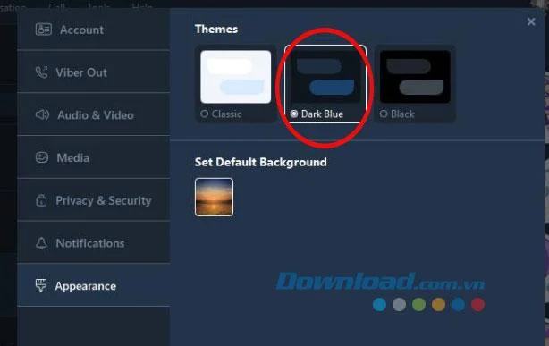 Instructions for activating the dark wallpaper for Viber